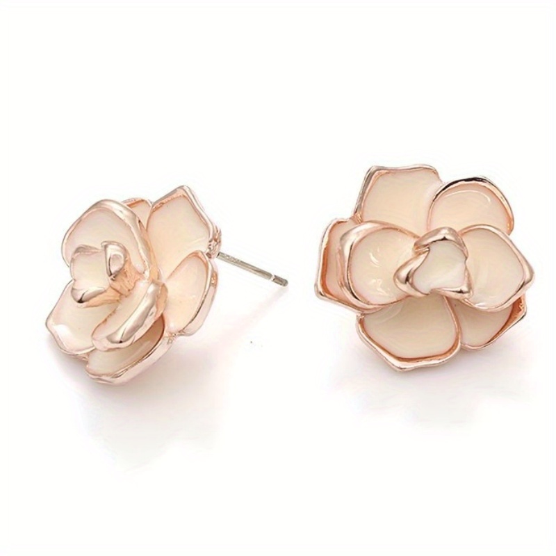 Women's Elegant Enamel Flower Earrings, Gift for Her